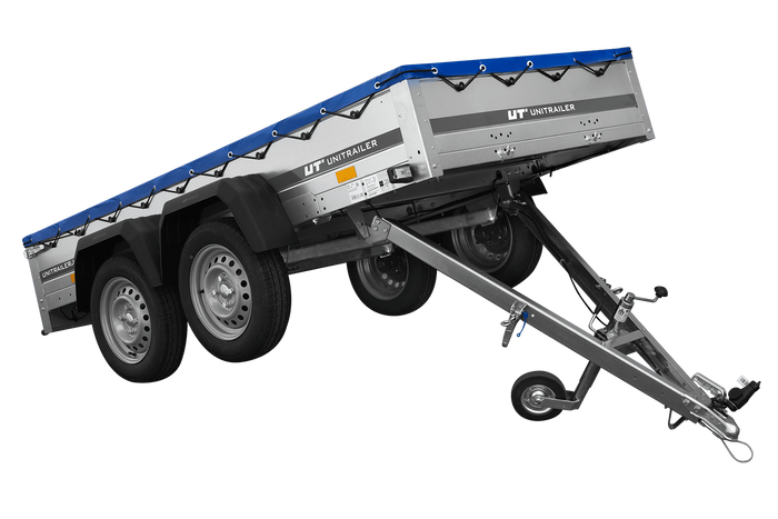 GARDEN TRAILER 264/2 KIPP MIT STÜTZRAD, PLANENTRÄGER UND BLAUER FLACHPLANE - immagine 11