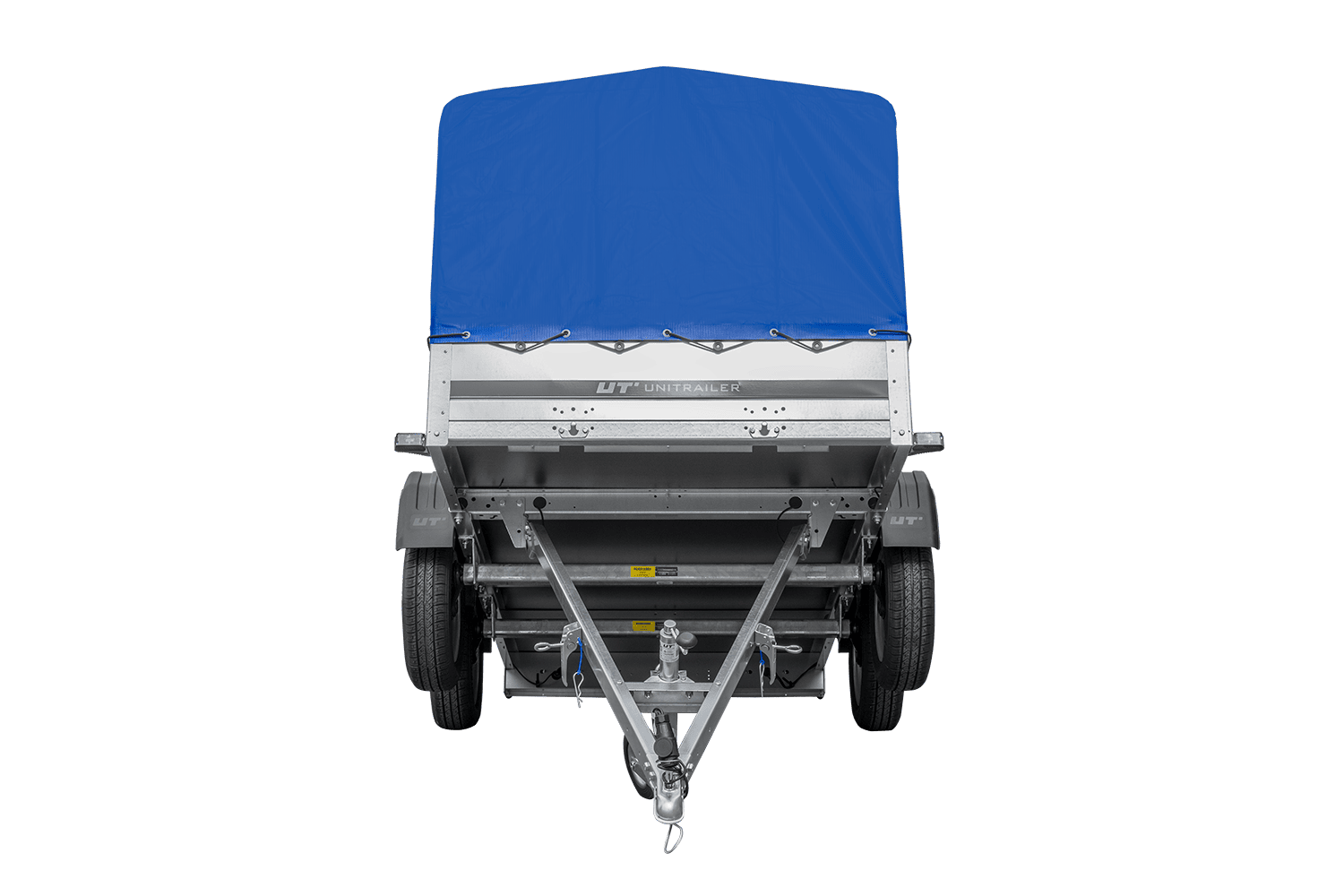 UNITRAILER GARDEN TRAILER ANHÄNGER 264/2 KIPP MIT STÜTZRAD, RAHMEN H-800 UND BLAUER ABDECKUNG - immagine 6
