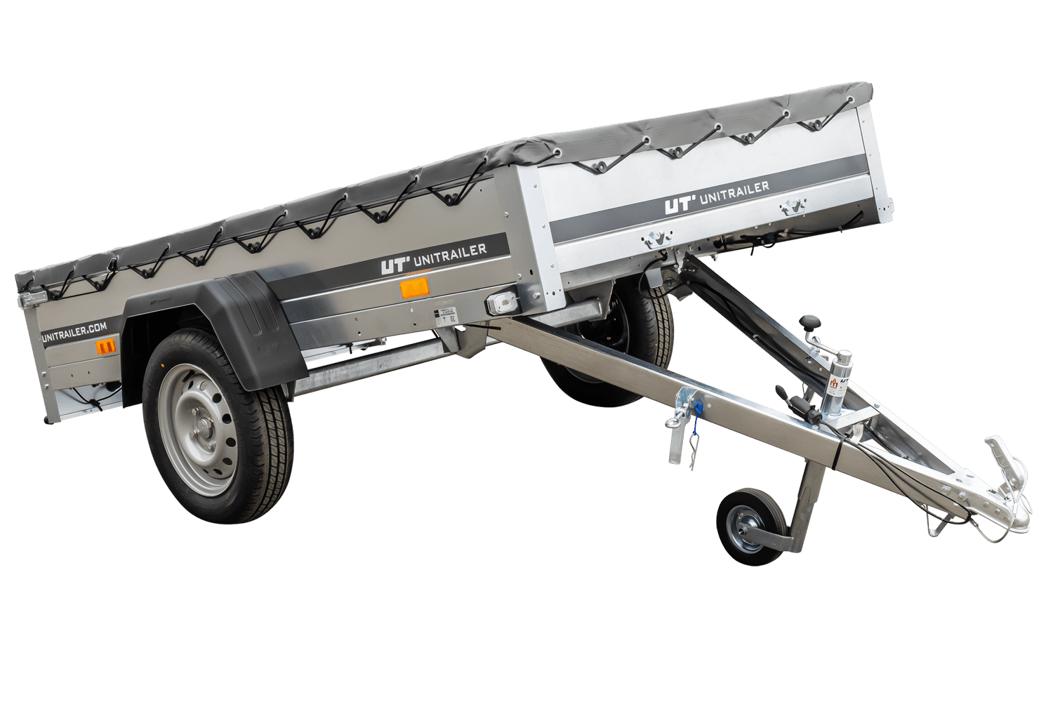 PKW-Anhänger 230x125 UNITRAILER GARDEN 230 KIPP mit H-0-Rahmen und grauer Plane