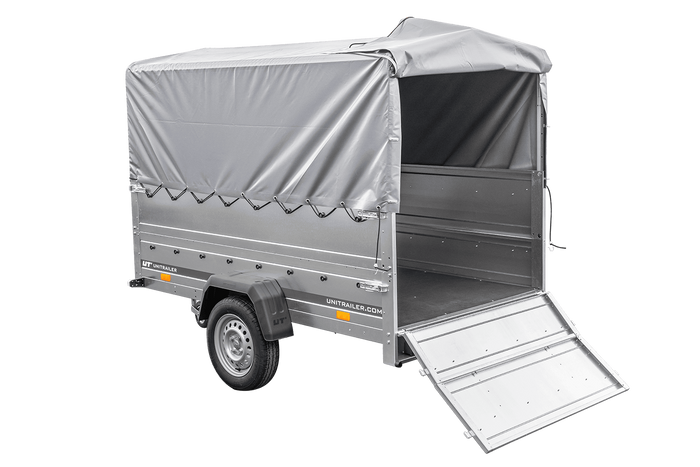 PKW-Anhänger 230x125 UNITRAILER GARDEN 230 FD mit BIS-Seiten, H-800-Gestell und grauer Plane - immagine 4