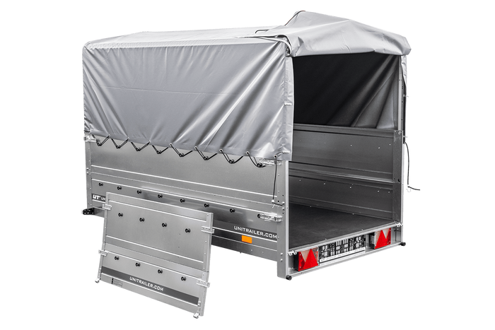 PKW-Anhänger 230x125 UNITRAILER GARDEN 230 FD mit BIS-Seiten, H-800-Gestell und grauer Plane - immagine 7