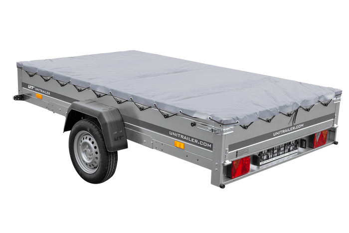 PKW Anhänger 264x150 UNITRAILER GARDEN 265 KIPP mit Flachplanenträger und grauer Plane - immagine 9
