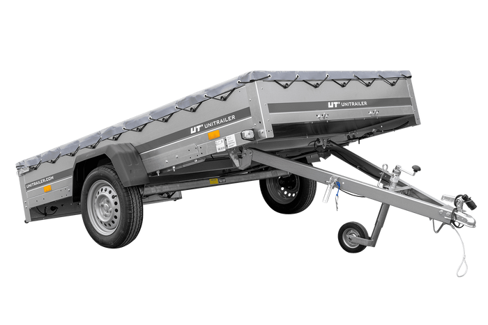 PKW Anhänger 264x150 UNITRAILER GARDEN 265 KIPP mit Flachplanenträger und grauer Plane - immagine 13