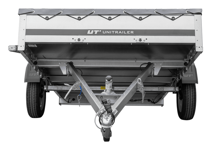 PKW Anhänger 264x150 UNITRAILER GARDEN 265 KIPP mit Flachplanenträger und grauer Plane - immagine 4