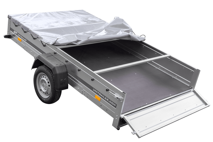 PKW Anhänger 264x150 UNITRAILER GARDEN 265 KIPP mit Flachplanenträger und grauer Plane - immagine 5