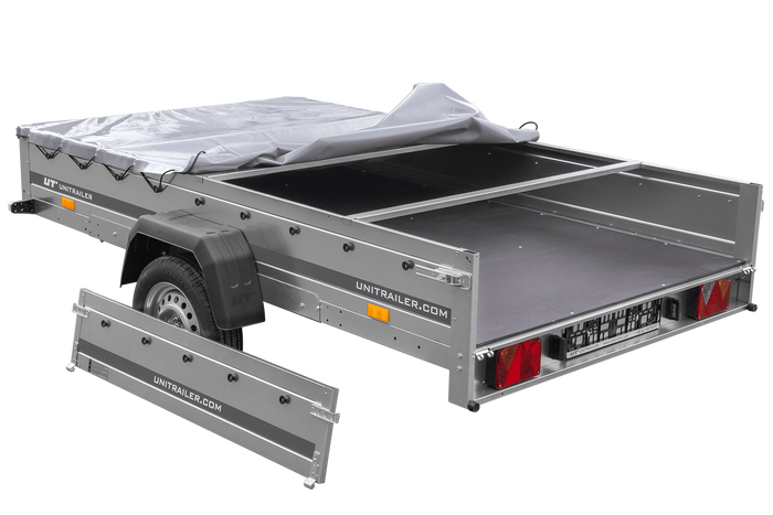 PKW Anhänger 264x150 UNITRAILER GARDEN 265 KIPP mit Flachplanenträger und grauer Plane - immagine 6