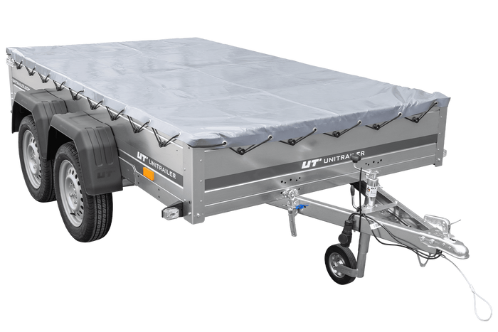 Autotransportanhänger 264x150 UNITRAILER GARDEN 265/2 KIPP mit H-0-Rahmen und grauer Plane