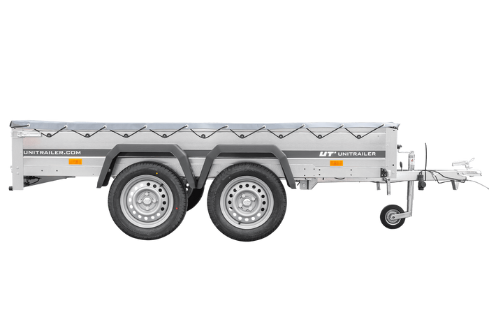 Autotransportanhänger 264x150 UNITRAILER GARDEN 265/2 KIPP mit H-0-Rahmen und grauer Plane - immagine 2