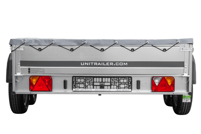 Autotransportanhänger 264x150 UNITRAILER GARDEN 265/2 KIPP mit H-0-Rahmen und grauer Plane - immagine 4