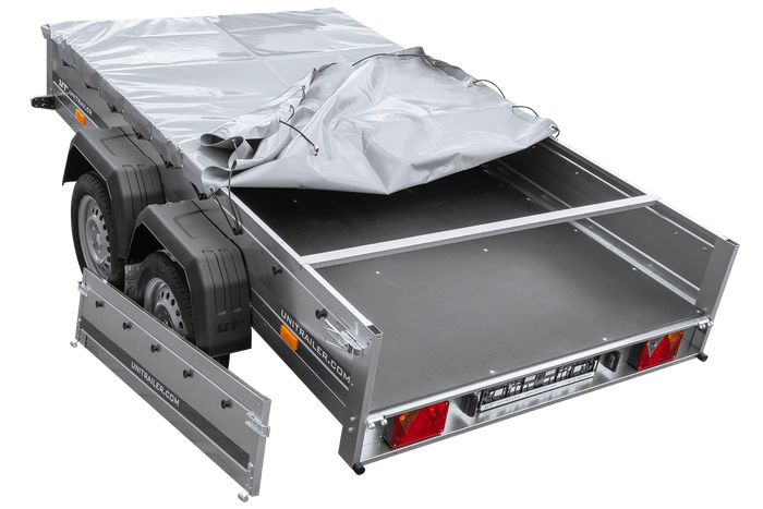 Autotransportanhänger 264x150 UNITRAILER GARDEN 265/2 KIPP mit H-0-Rahmen und grauer Plane - immagine 6