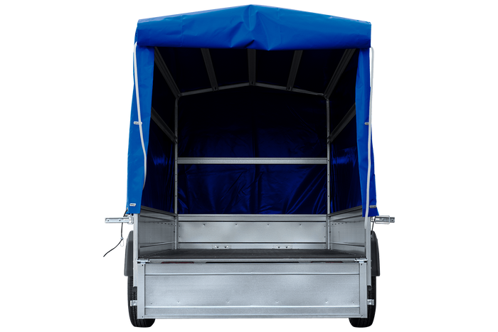 Autotransportanhänger 264x125 UNITRAILER GARDEN 264 KIPP mit H-1100 Rahmen und blauer Plane - immagine 9