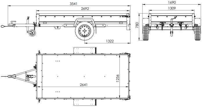 Autotransportanhänger 264x125 UNITRAILER GARDEN 264 KIPP mit H-1100 Rahmen und blauer Plane - immagine 2