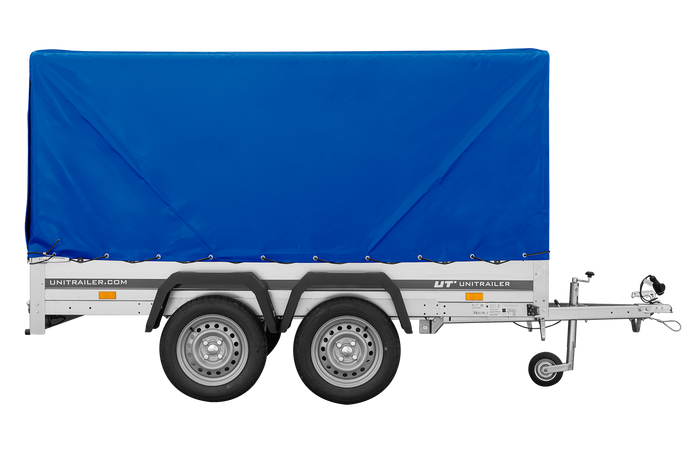 Zweiachsiger Anhänger 264x125 UNITRAILER GARDEN 264/2 KIPP mit H-1100 Rahmen und blauer Plane - immagine 11