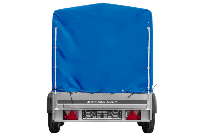 Zweiachsiger Anhänger 264x125 UNITRAILER GARDEN 264/2 KIPP mit H-1100 Rahmen und blauer Plane - immagine 12