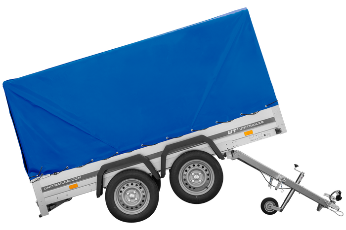 Zweiachsiger Anhänger 264x125 UNITRAILER GARDEN 264/2 KIPP mit H-1100 Rahmen und blauer Plane - immagine 7