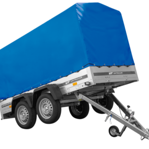 Zweiachsiger Anhänger 264x125 UNITRAILER GARDEN 264/2 KIPP mit H-1100 Rahmen und blauer Plane