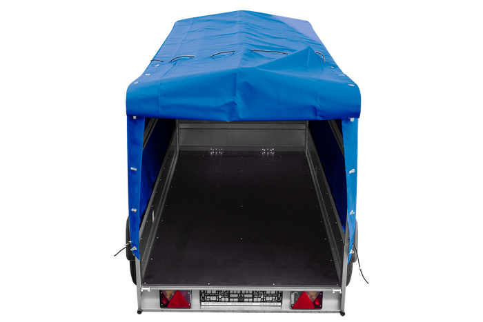 Zweiachsiger Anhänger 264x125 UNITRAILER GARDEN 264/2 KIPP mit H-1100 Rahmen und blauer Plane - immagine 10