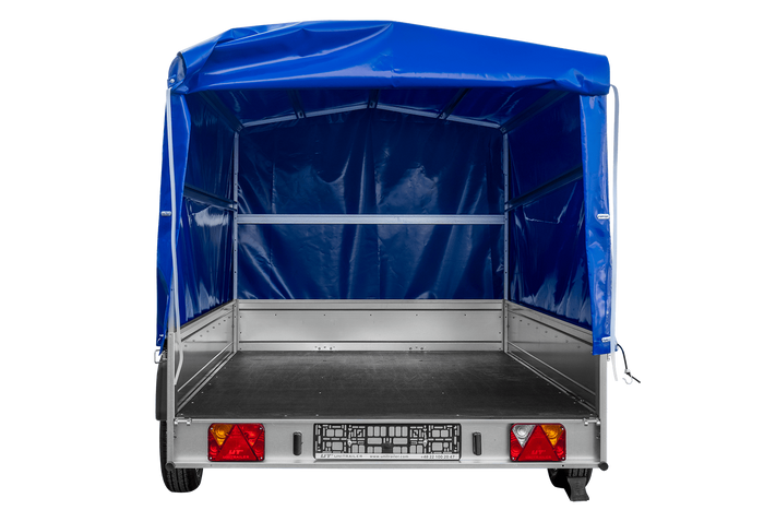 Einachsanhänger 264x150 UNITRAILER GARDEN 265 KIPP mit H-1100 Rahmen und blauer Plane - immagine 13