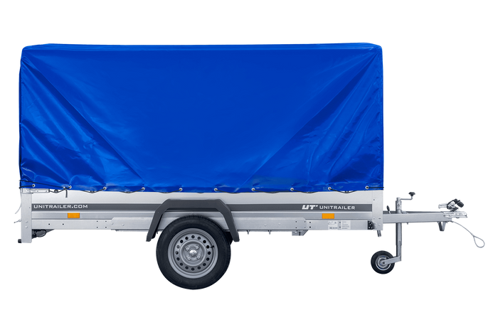 Einachsanhänger 264x150 UNITRAILER GARDEN 265 KIPP mit H-1100 Rahmen und blauer Plane - immagine 8