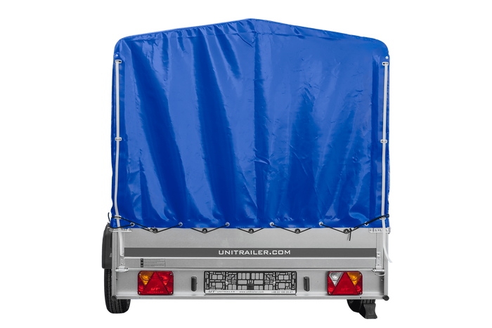 Einachsanhänger 264x150 UNITRAILER GARDEN 265 KIPP mit H-1100 Rahmen und blauer Plane - immagine 10