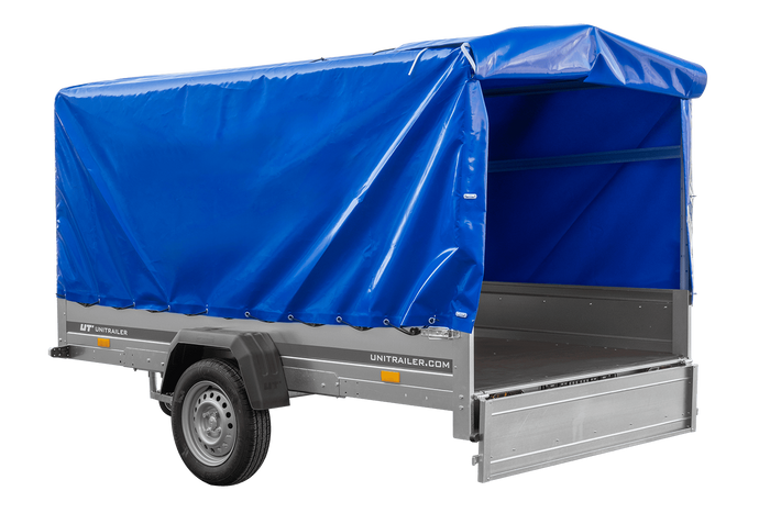 Einachsanhänger 264x150 UNITRAILER GARDEN 265 KIPP mit H-1100 Rahmen und blauer Plane - immagine 11