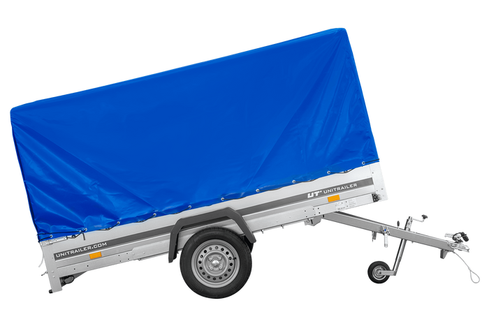 Einachsanhänger 264x150 UNITRAILER GARDEN 265 KIPP mit H-1100 Rahmen und blauer Plane - immagine 3