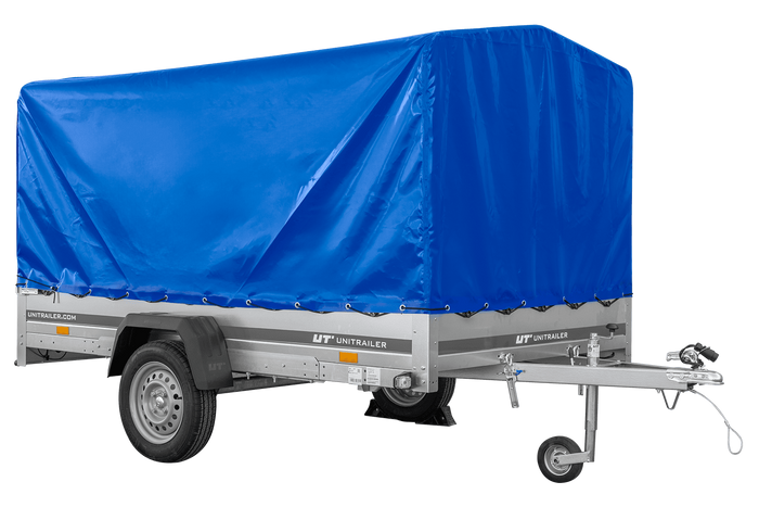 Einachsanhänger 264x150 UNITRAILER GARDEN 265 KIPP mit H-1100 Rahmen und blauer Plane - immagine 6