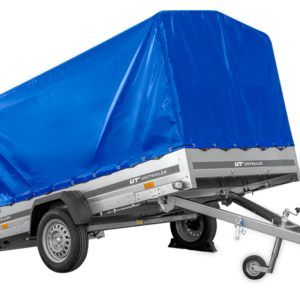 Einachsanhänger 264x150 UNITRAILER GARDEN 265 KIPP mit H-1100 Rahmen und blauer Plane