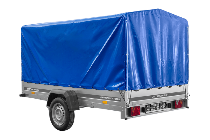 Einachsanhänger 264x150 UNITRAILER GARDEN 265 KIPP mit H-1100 Rahmen und blauer Plane - immagine 7