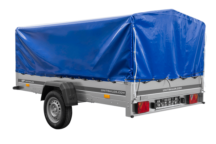 Einachsanhänger 264x150 UNITRAILER GARDEN 265 KIPP mit H-800 Rahmen und blauer Plane - immagine 4