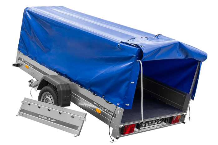 Einachsanhänger 264x150 UNITRAILER GARDEN 265 KIPP mit H-800 Rahmen und blauer Plane - immagine 5