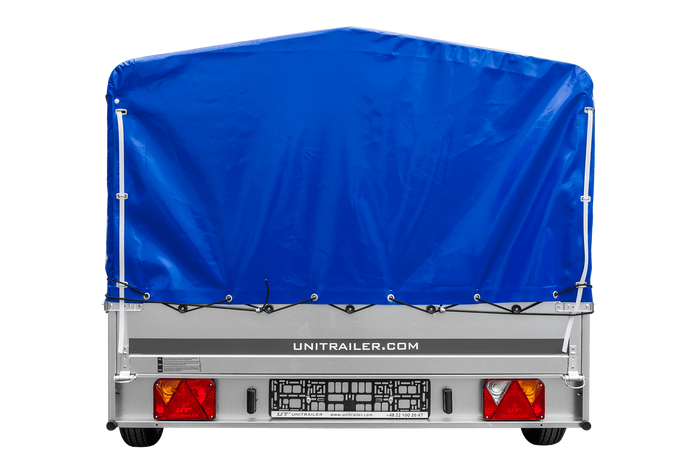 Einachsanhänger 264x150 UNITRAILER GARDEN 265 KIPP mit H-800 Rahmen und blauer Plane - immagine 7