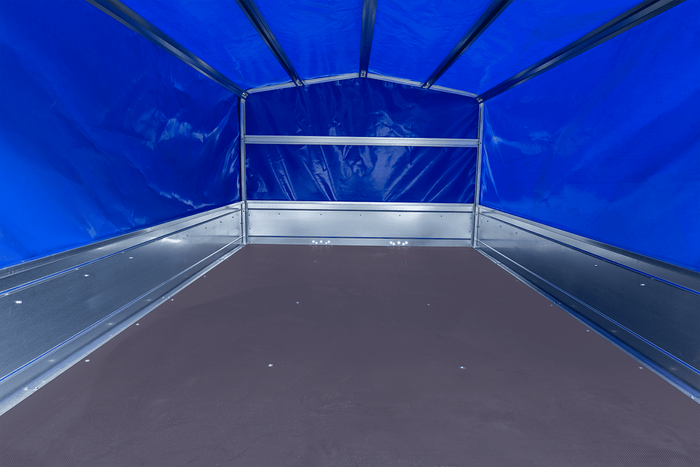 Zweiachsanhänger 264x150 UNITRAILER GARDEN 265/2 KIPP mit H-800 Rahmen und blauer Plane - immagine 11