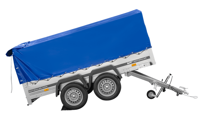 Zweiachsanhänger 264x150 UNITRAILER GARDEN 265/2 KIPP mit H-800 Rahmen und blauer Plane - immagine 4