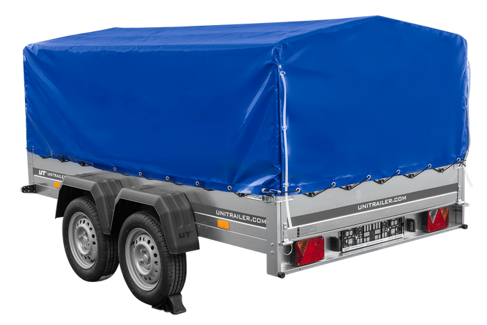 Zweiachsanhänger 264x150 UNITRAILER GARDEN 265/2 KIPP mit H-800 Rahmen und blauer Plane - immagine 3