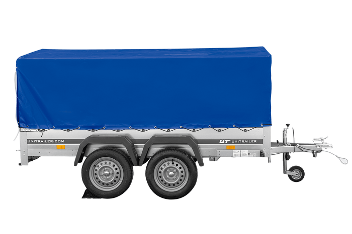 Zweiachsanhänger 264x150 UNITRAILER GARDEN 265/2 KIPP mit H-800 Rahmen und blauer Plane - immagine 6