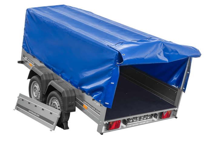 Zweiachsanhänger 264x150 UNITRAILER GARDEN 265/2 KIPP mit H-800 Rahmen und blauer Plane - immagine 10