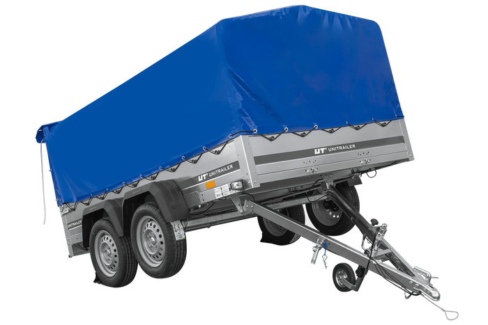 Zweiachsanhänger 264x150 UNITRAILER GARDEN 265/2 KIPP mit H-800 Rahmen und blauer Plane