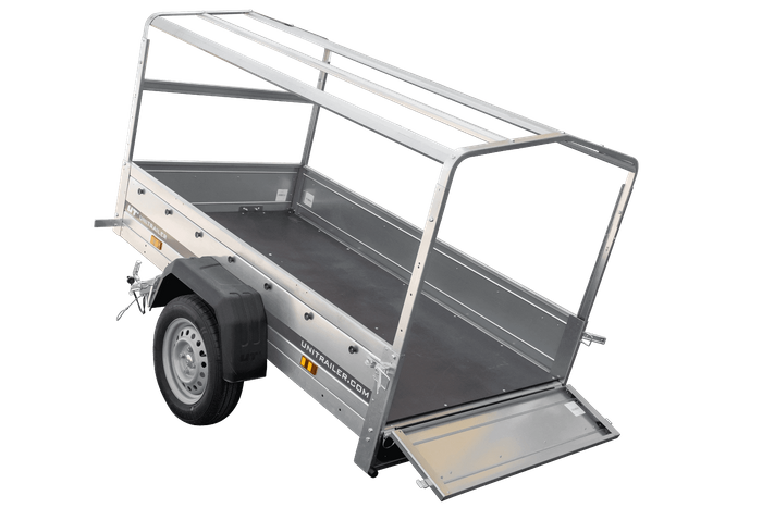 Autotransportanhänger 200x106 UNITRAILER GARDEN 200 KIPP mit H-800 Rahmen und grauer Plane - immagine 8