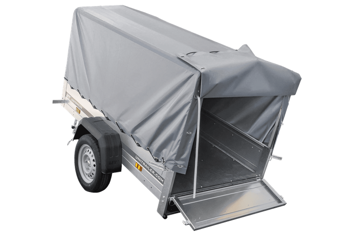 Autotransportanhänger 200x106 UNITRAILER GARDEN 200 KIPP mit H-800 Rahmen und grauer Plane - immagine 6