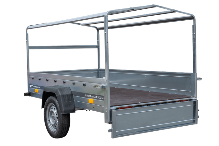 Einachsanhänger 230x125 UNITRAILER GARDEN 230 FD mit H-800-Rahmen und grauer Plane - immagine 7