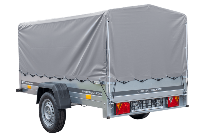 Einachsanhänger 230x125 UNITRAILER GARDEN 230 FD mit H-800-Rahmen und grauer Plane - immagine 5