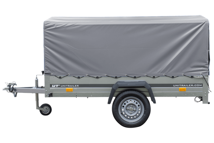 Einachsanhänger 230x125 UNITRAILER GARDEN 230 FD mit H-800-Rahmen und grauer Plane - immagine 6