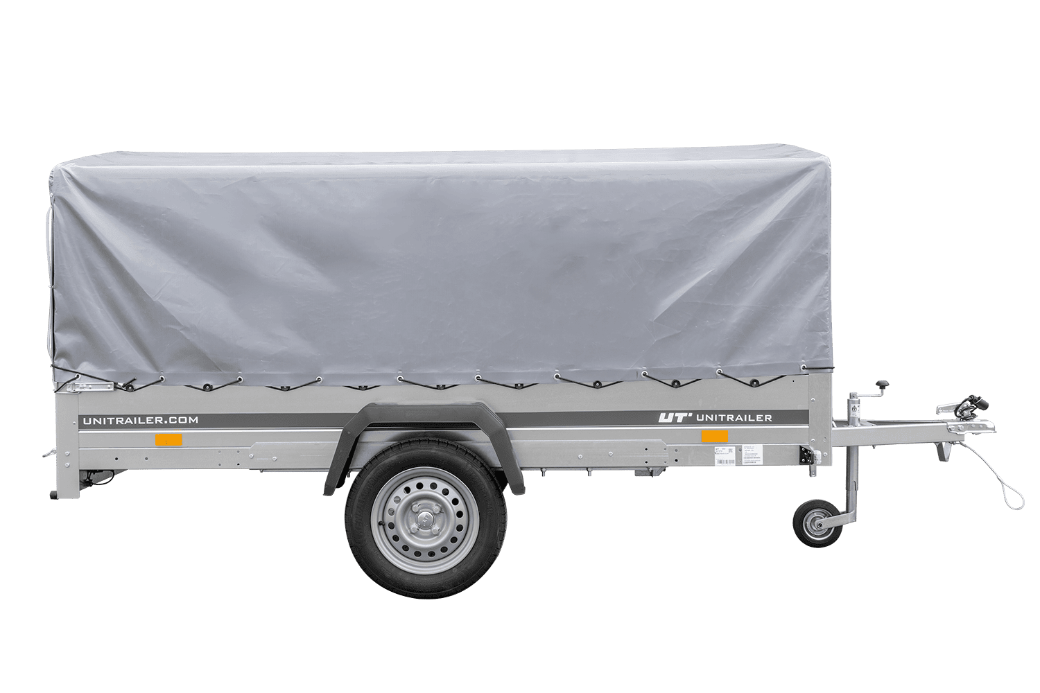 Einachsanhänger 264x150 UNITRAILER GARDEN 265 KIPP mit H-800 Rahmen und grauer Plane - immagine 3
