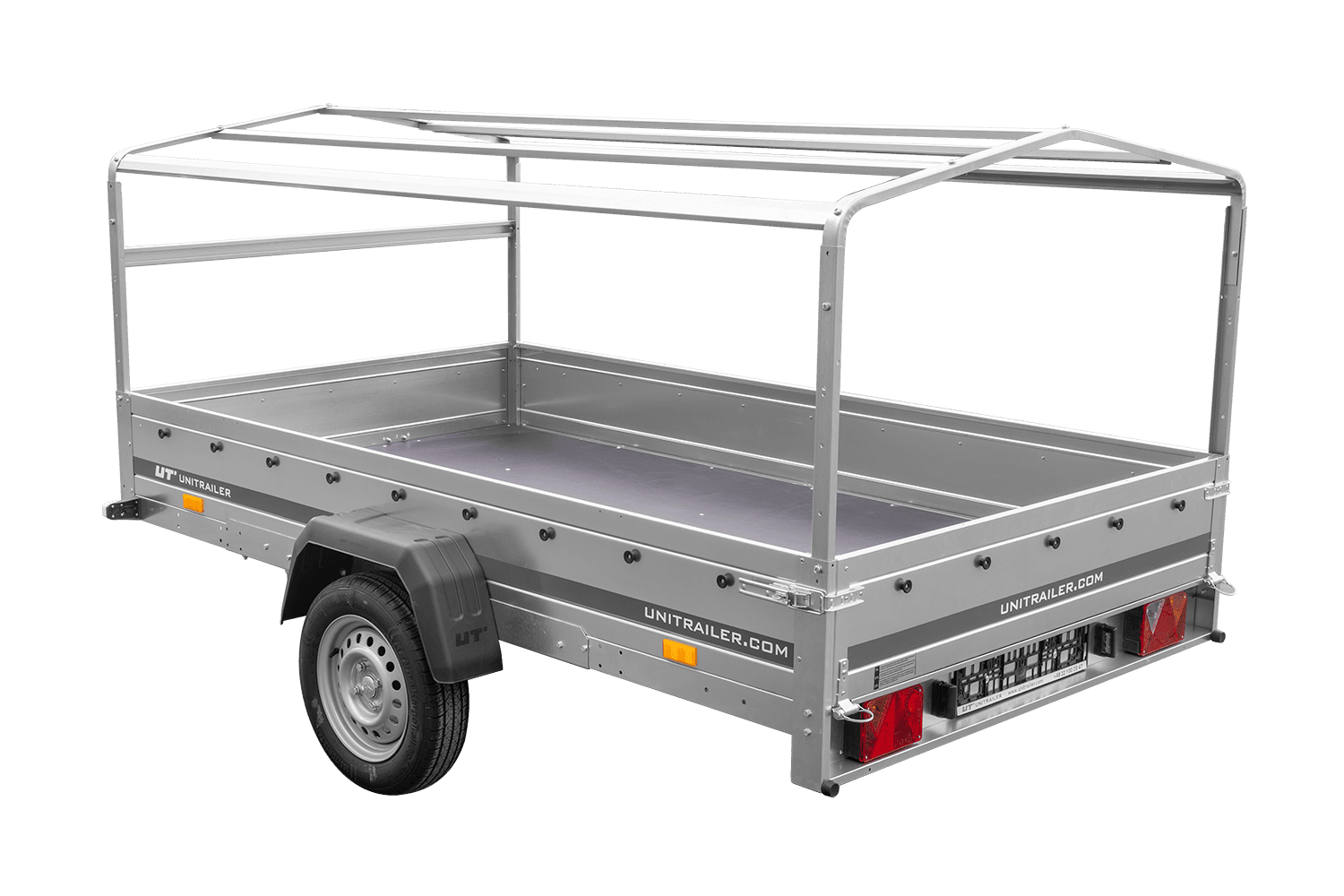 Einachsanhänger 264x150 UNITRAILER GARDEN 265 KIPP mit H-800 Rahmen und grauer Plane - immagine 6