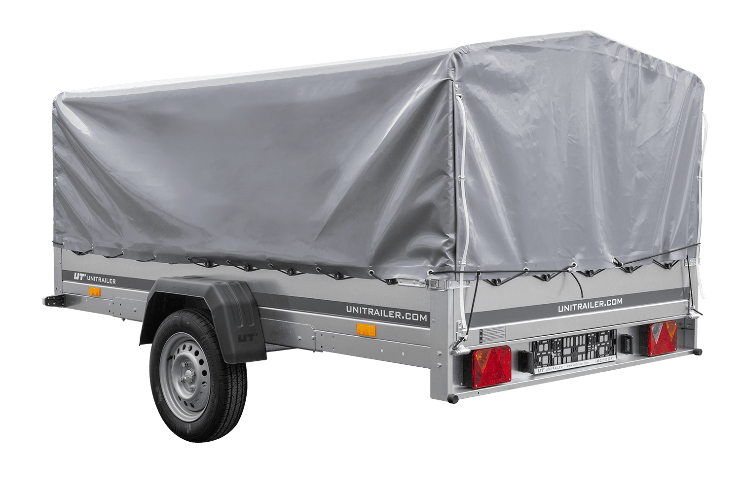 Einachsanhänger 264x150 UNITRAILER GARDEN 265 KIPP mit H-800 Rahmen und grauer Plane