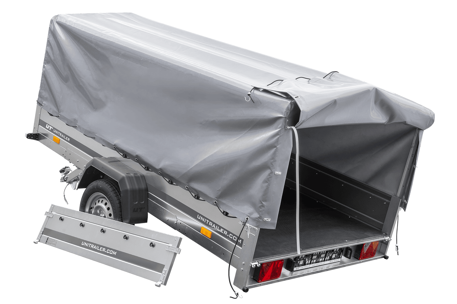Einachsanhänger 264x150 UNITRAILER GARDEN 265 KIPP mit H-800 Rahmen und grauer Plane - immagine 5
