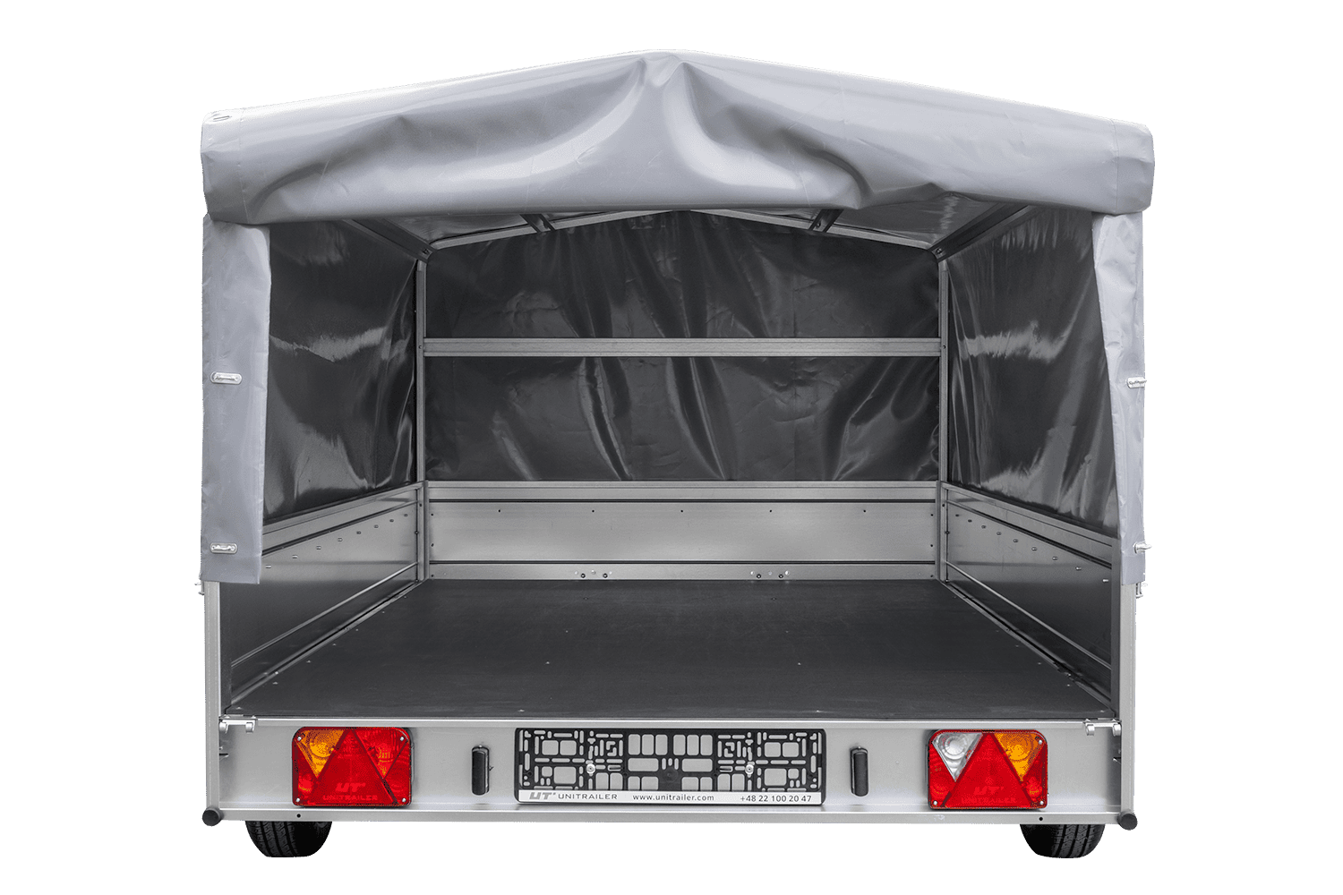 Einachsanhänger 264x150 UNITRAILER GARDEN 265 KIPP mit H-800 Rahmen und grauer Plane - immagine 7
