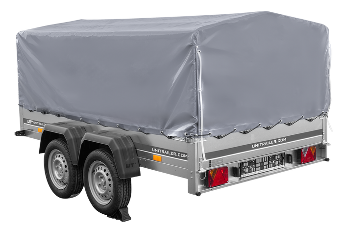 Zweiachsanhänger 264x150 UNITRAILER GARDEN 265/2 KIPP mit H-800 Rahmen und grauer Plane - immagine 4