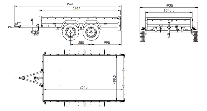 Zweiachsanhänger 264x150 UNITRAILER GARDEN 265/2 KIPP mit H-800 Rahmen und grauer Plane - immagine 2